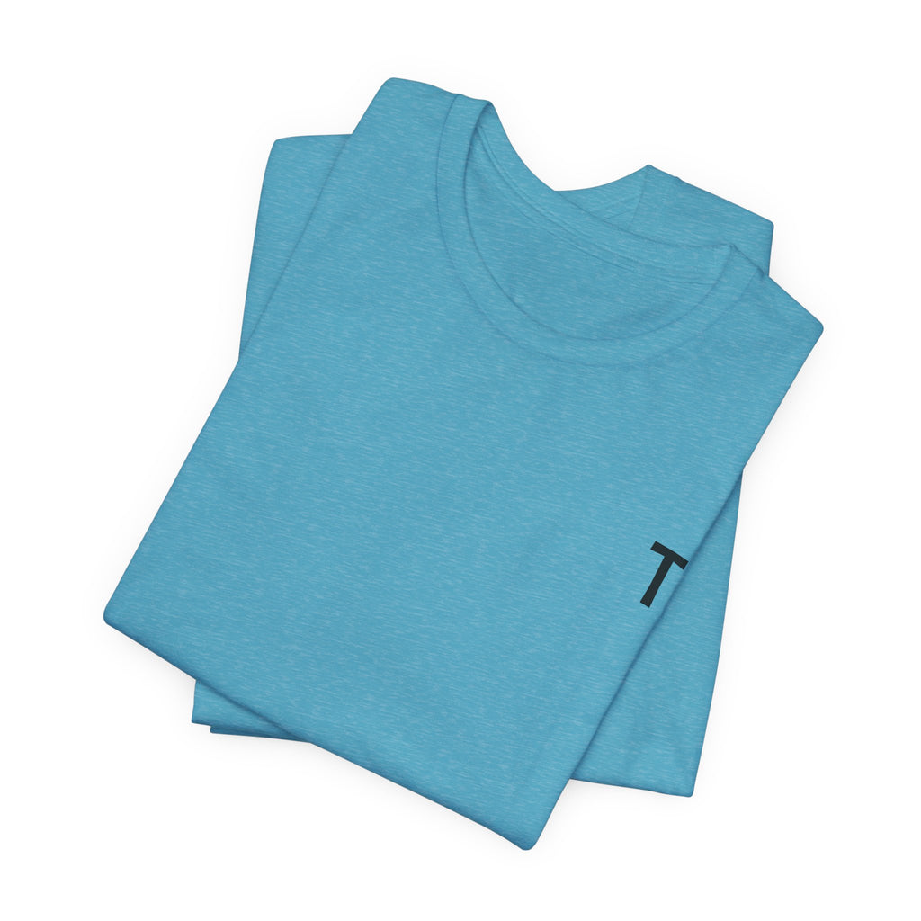 Minimal 'T' Logo Tee — Blue Short Sleeve T-Shirt