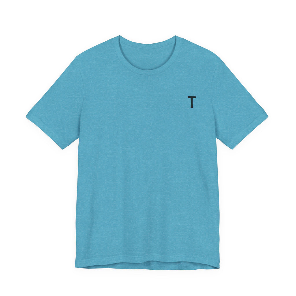 Minimal 'T' Logo Tee — Blue Short Sleeve T-Shirt